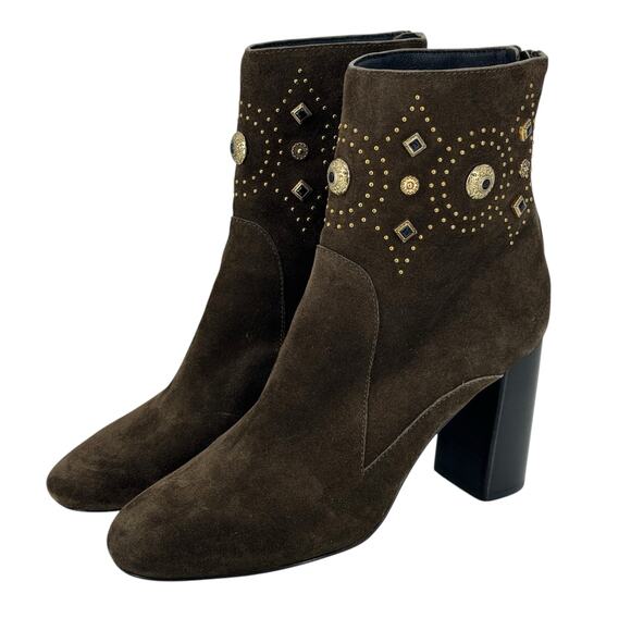 Sigerson Morrison Sheyla Boots Women's SZ 9 Studded Suede Boho Western Brown - Picture 1 of 12
